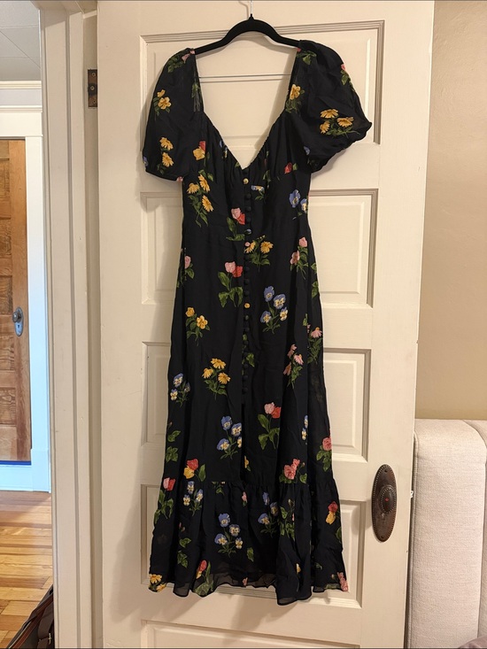 Reformation Dresses & Skirts - Reformation Black Floral Maxi Dress with Puff Sleeves